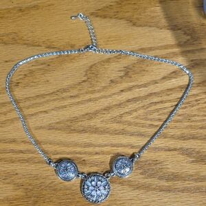 Gingersnap Silver and Pink Floral Pendant Necklace